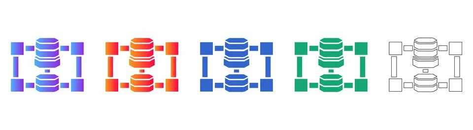 Database Storage Icons for Tech Design Stock Illustration