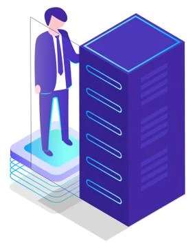 Database Storage of Information, Datacenter Worker Stock Illustration