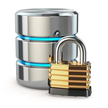  Database storage security concept. Disk with lock, Database storage secur... 写真素材
