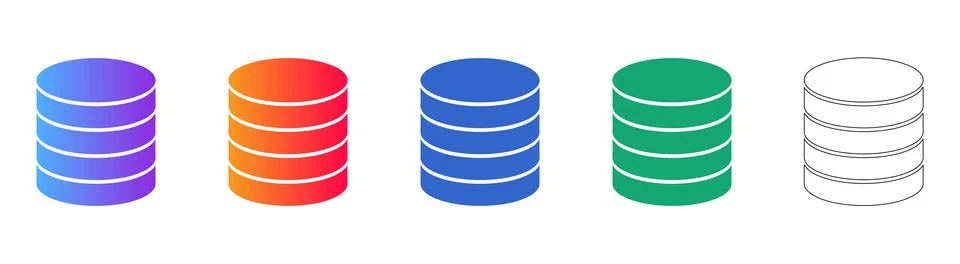 Database Storage Server Icons 스톡 일러스트