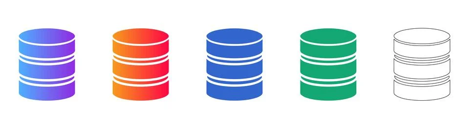 Database Storage Server Icons Illustrazione stock