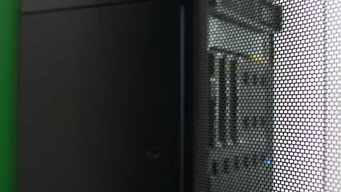 Database storage in server room, cloud computing, information systems security Stock Footage 83359610