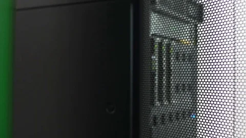 Database storage in server room, cloud computing, information systems security Stock Footage 83364417