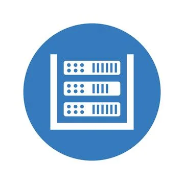Database, storage, server round blue icon Illustrazione stock