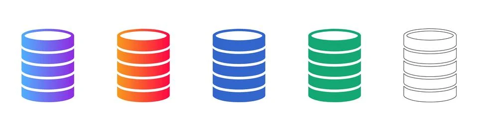 Database Storage Stack Icons Stock Illustration