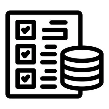 Database storing data from checklist icon representing data analysis Stock Illustration
