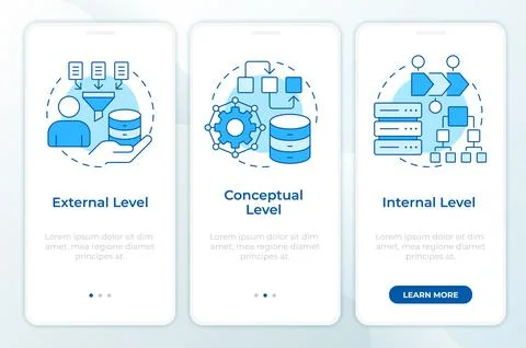 Database structural levels blue onboarding mobile app screen Stock Illustration