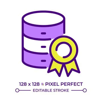Database success line color icon Stock Illustration