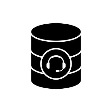 Database Support Help Black Filled Style Icon Stock Illustration