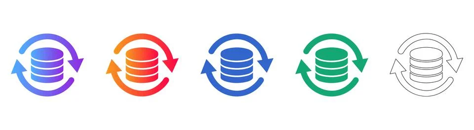 Database Sync and Data Refresh Icons Stock Illustration