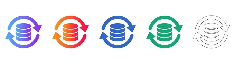 Database Sync and Refresh Icons Collection Stock Illustration