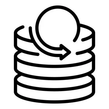 Database sync icon, outline style Stock Illustration