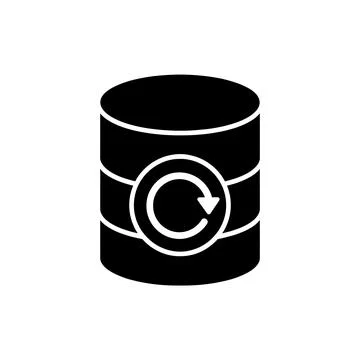 Database Sync Loop Black Filled Style Icon Illustrazione stock