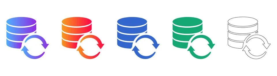 Database Sync Refresh Icon Set Stock Illustration