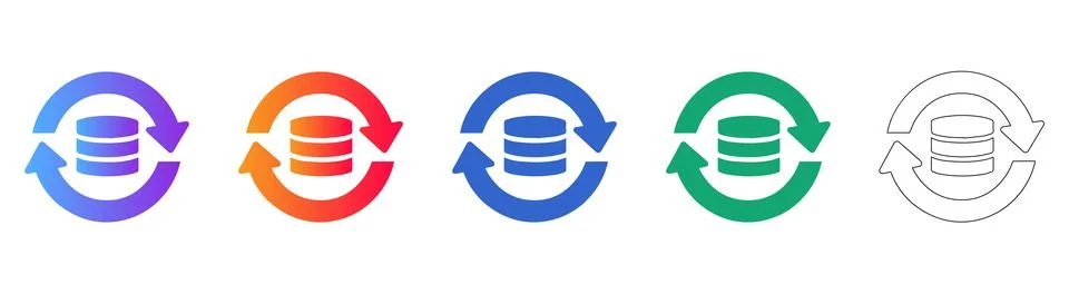 Database Synchronization and Refresh Icons Stock Illustration