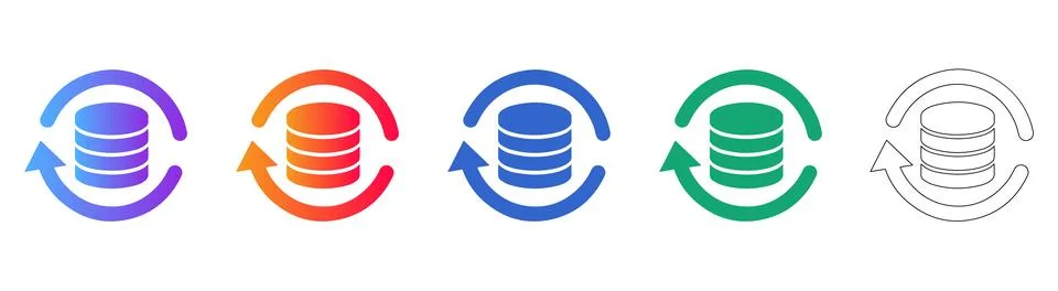Database Synchronization Icon Set Stock Illustration