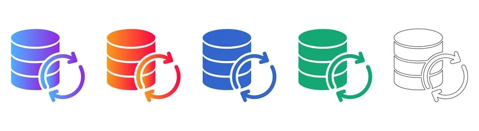 Database Synchronization Icon Set Stock Illustration