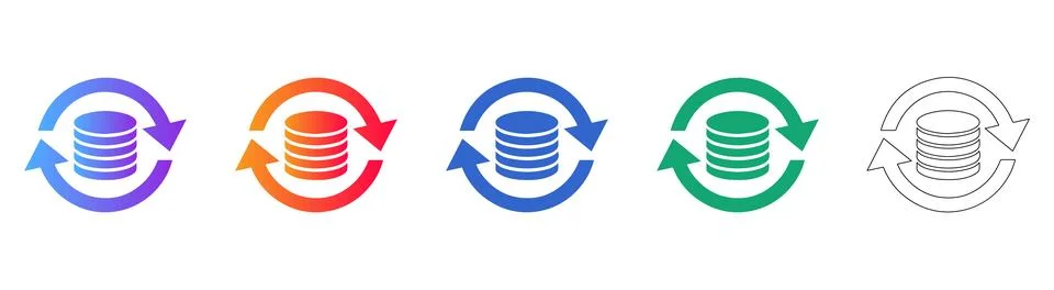 Database Synchronization Icons Illustrazione stock
