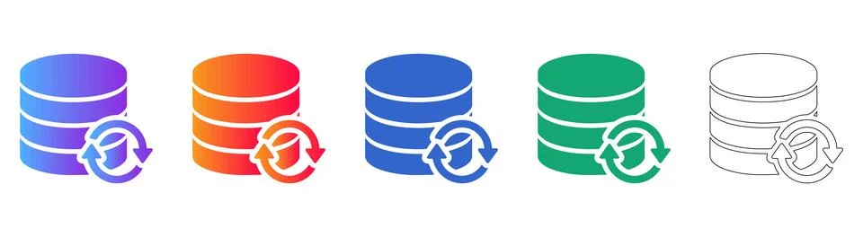 Database Synchronization Refresh Icon Set Stock-Illustration