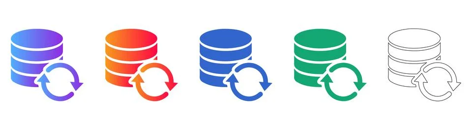 Database Synchronization Refresh Icon Set Stock Illustration