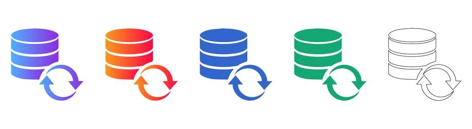 Database Synchronization Refresh Icon Set Stock Illustration
