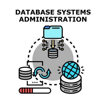 Database system administration managing data and information flow 库存插图