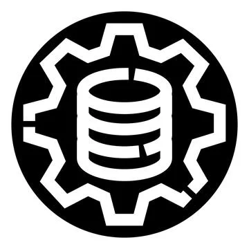 Database system management icon with cogwheel gear Stockillustratie