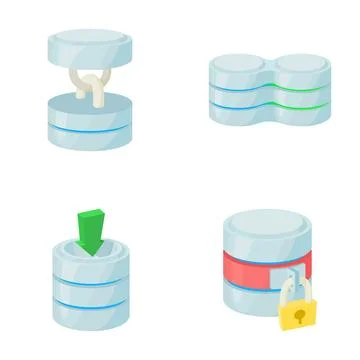 Database system management icons for storing information 스톡 일러스트