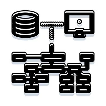 Database system network management concept diagram Illustrazione stock