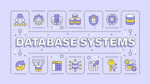 Database systems light purple word concept Stock Illustration