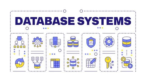 Database systems word concept isolated on white Stock Illustration