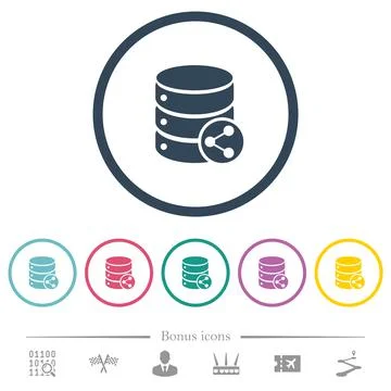 Database table relations flat color icons in round outlines Stock Illustration