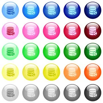 Database table relations icons in color glossy buttons 스톡 일러스트