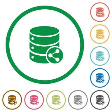Database table relations outlined flat icons Stock Illustration