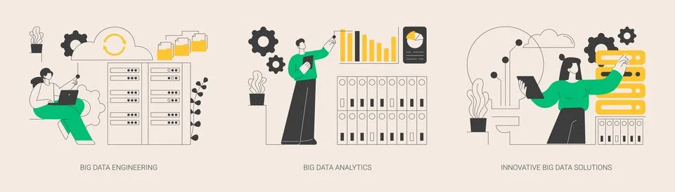 Database technology abstract concept vector illustrations. Stockillustratie