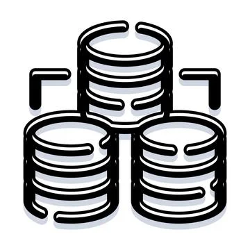 Database technology icon representing information storage networking Illustrazione stock