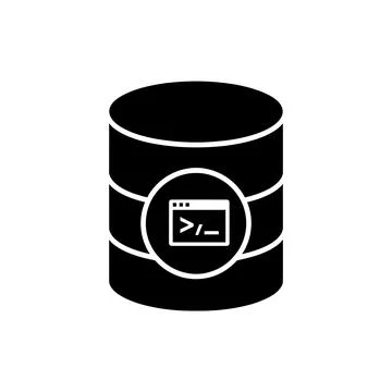 Database Terminal Command Black Filled Style Icon 库存插图