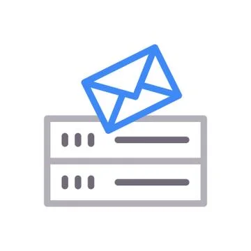 Database thin line colour icon Stock Illustration