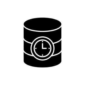 Database Time Schedule Black Filled Style Icon Stock Illustration