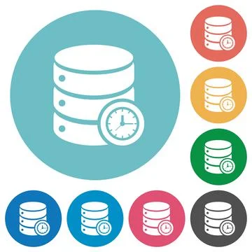 Database timed events flat round icons Illustrazione stock