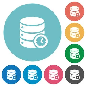 Database timed events flat round icons Illustrazione stock