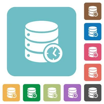 Database timed events rounded square flat icons Illustrazione stock