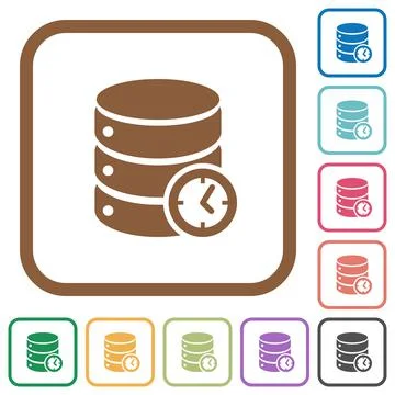 Database timed events simple icons Illustrazione stock
