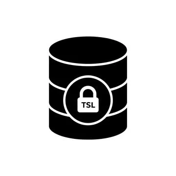 Database TLS Security Encryption Black Filled Style Icon Stock Illustration
