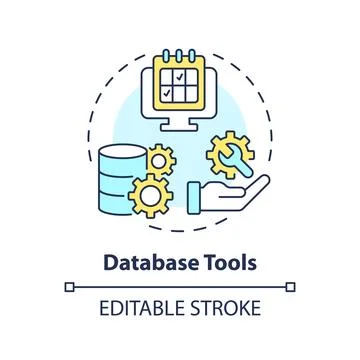 Database tools concept icon Stock Illustration