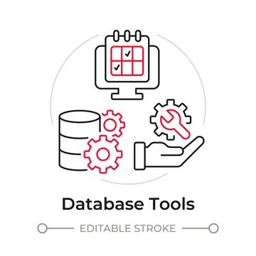 Database tools duotone line art concept icon Stock Illustration