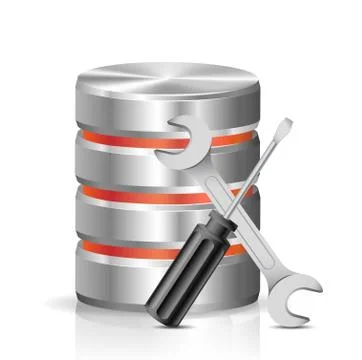 Database with tools Stock Illustration