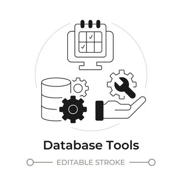 Database tools modern flat line concept icon 库存插图