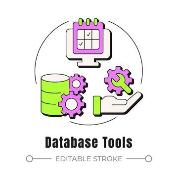 Database tools neubrutalism concept icon Stock Illustration