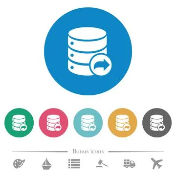 Database transaction commit flat round icons Stock Illustration